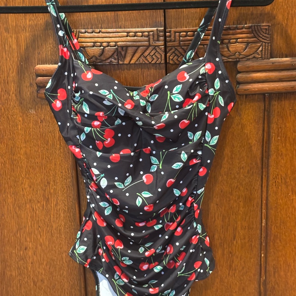 Retro bombshell Cherry Print one piece Swimsuit